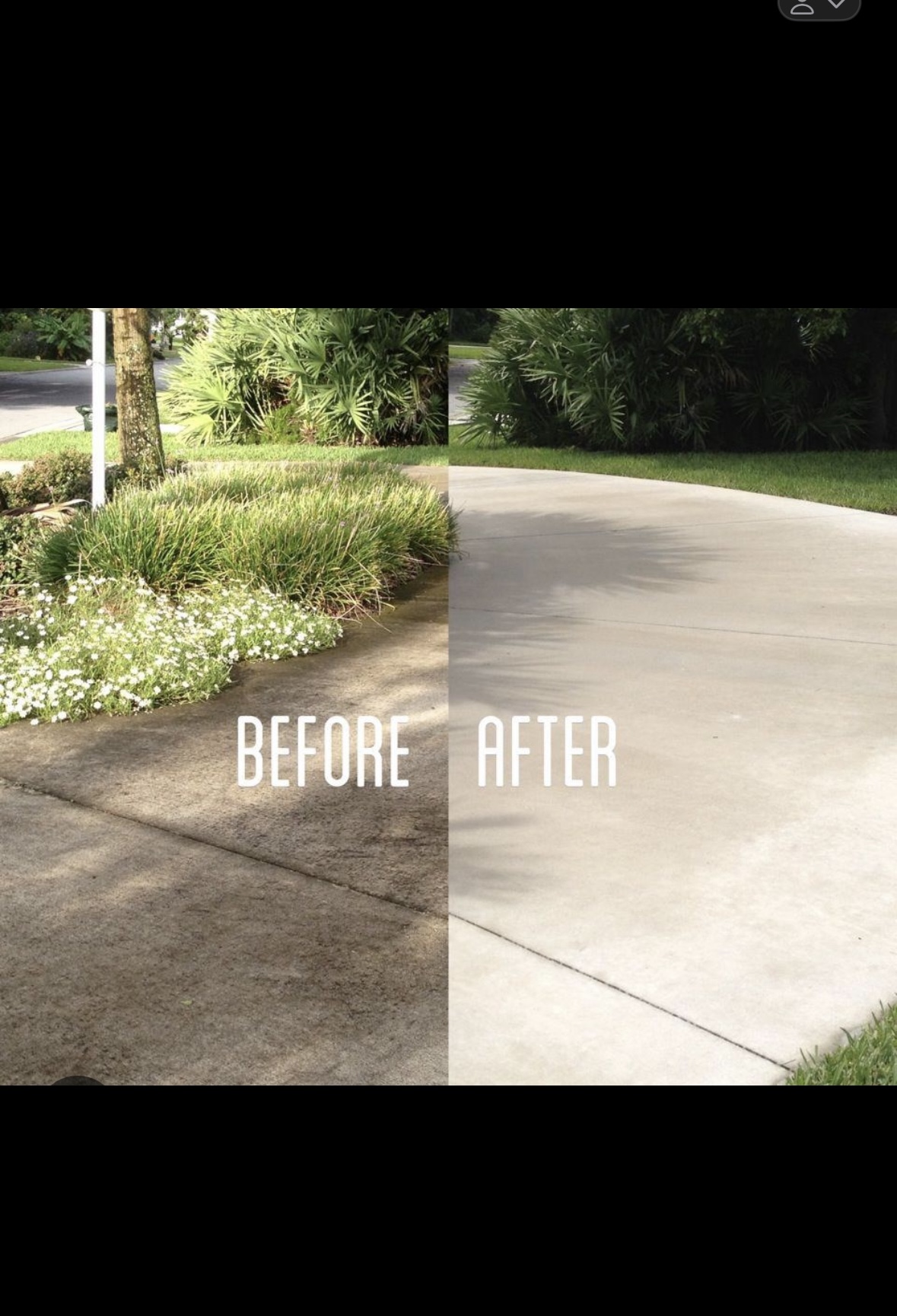 Driveway before and after cleaning
