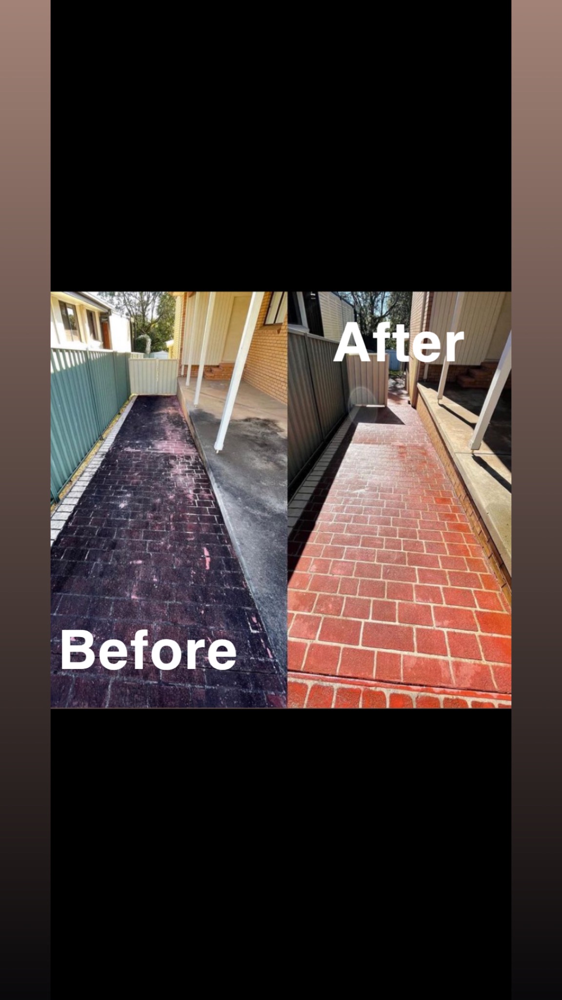 Walkway bricks before and after